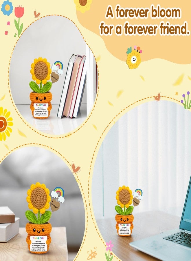 Frabaca Christmas Office Desk Decor Crochet Sunflower Thank You Gift - Handmade Affirmation Doll with Appreciation Card for Teacher, Mentor, Coworker, Boss - Farewell, Retirement, Graduation - Image 5